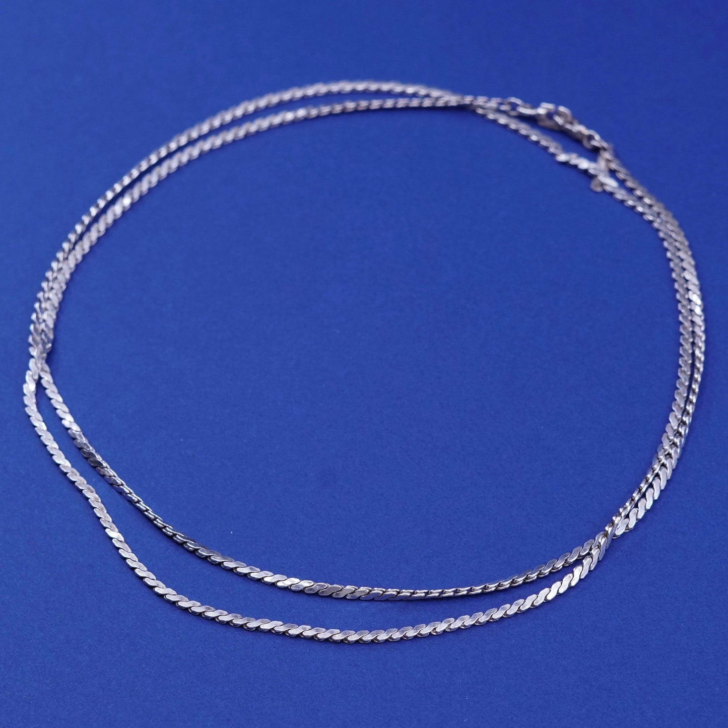 30”, 2mm, vintage Sterling silver handmade necklace, 925 flatten curb chain