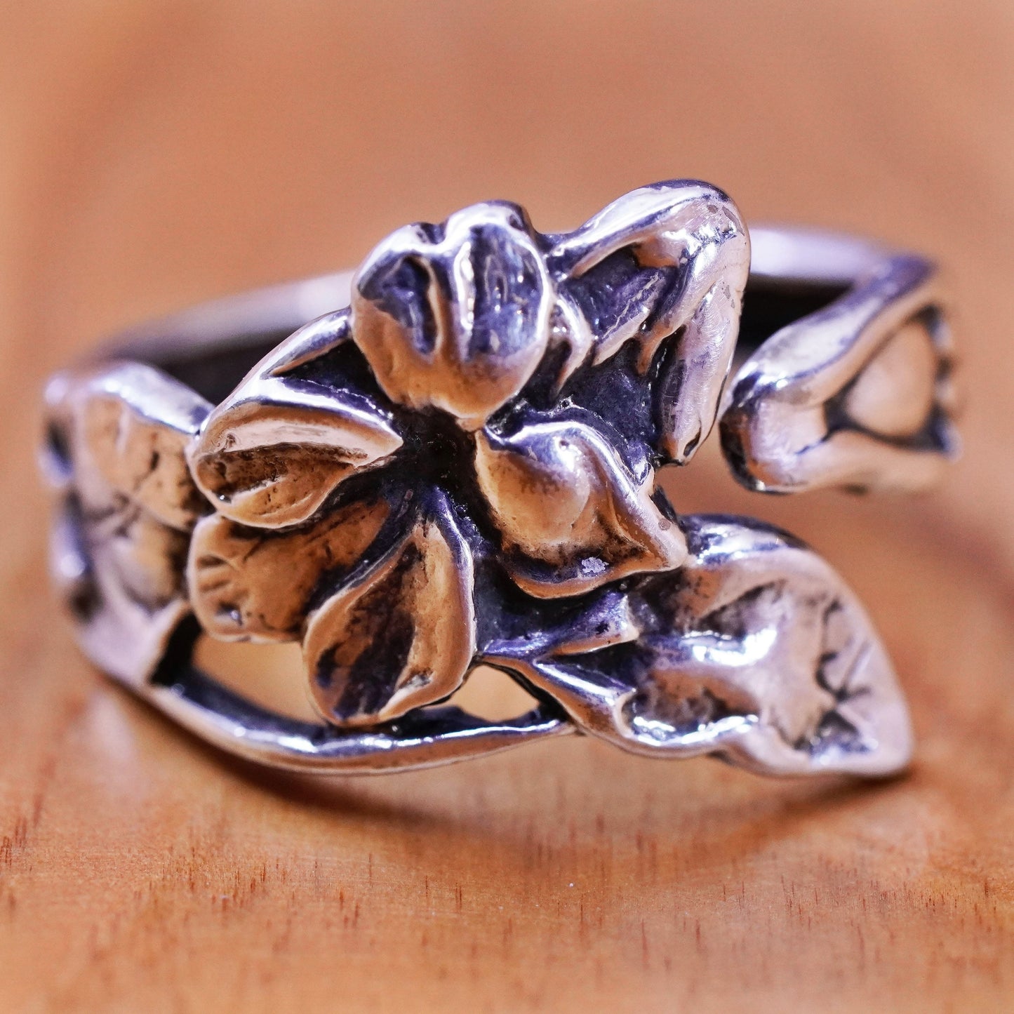 Size adjustable, vintage Sterling silver handmade ring, 925 wrap fairy band