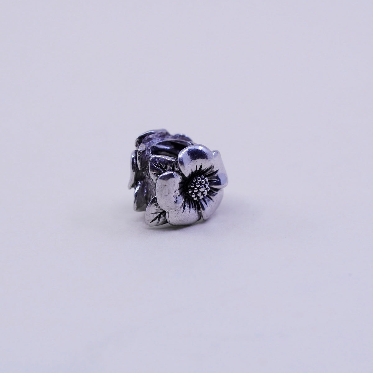 Vintage Sterling silver handmade flower pendant, 925 bead charm