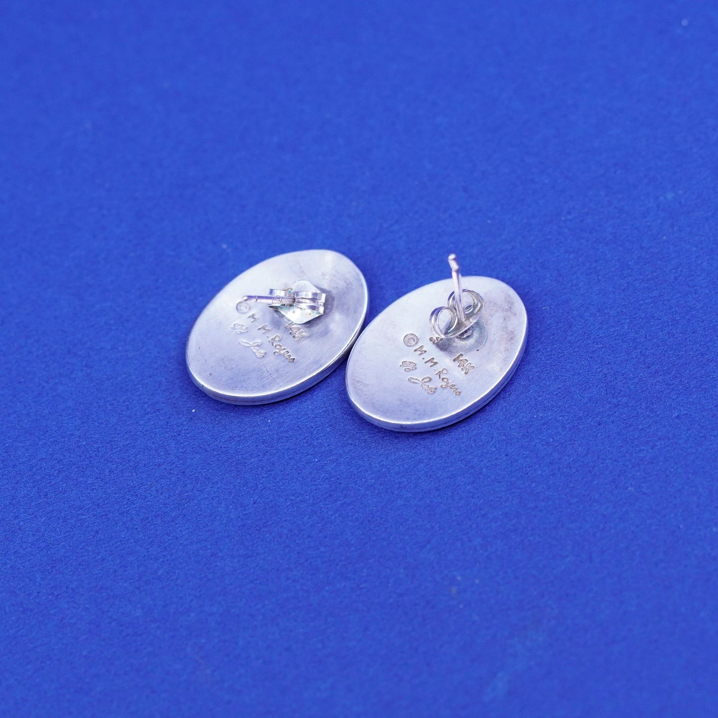 MM Rogers Native American 14k SP Sterling silver 925 Kokopelli studs earrings