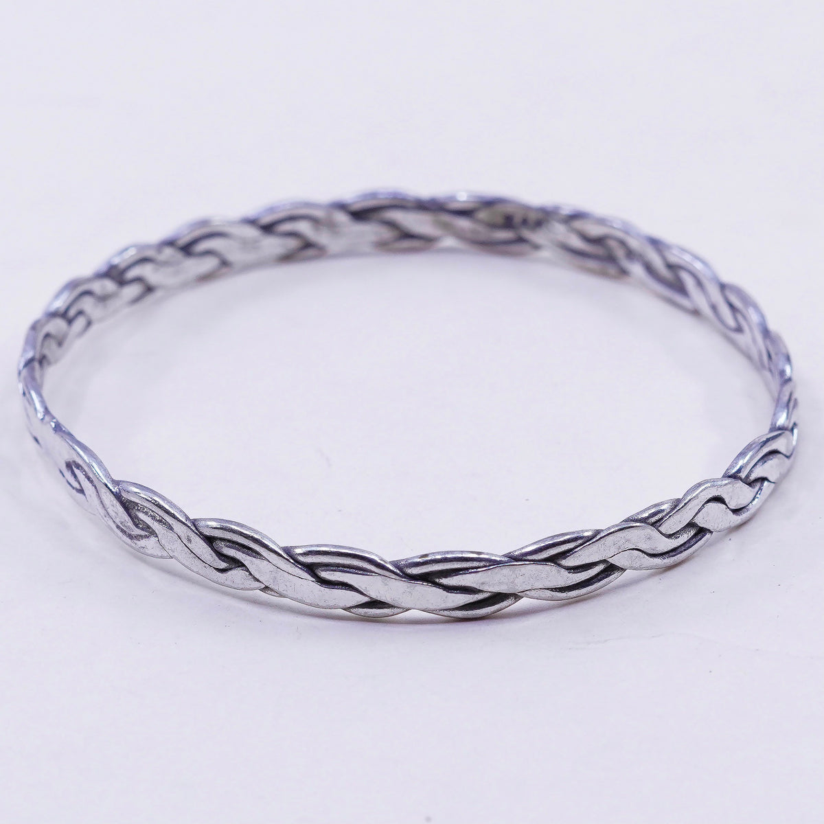 7.75” 5mm, Vintage sterling silver handmade bracelet, 925 cable bangle