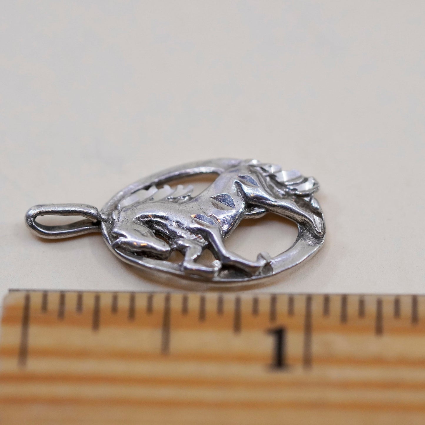 Vintage Sterling 925 silver handmade horse pendant