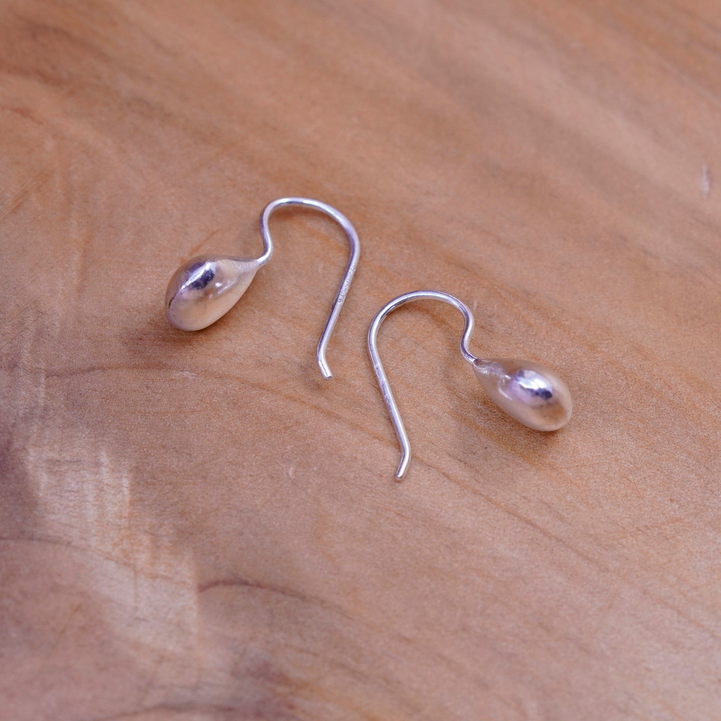 Vintage Sterling silver handmade earrings, Mexico 925 teardrop drops