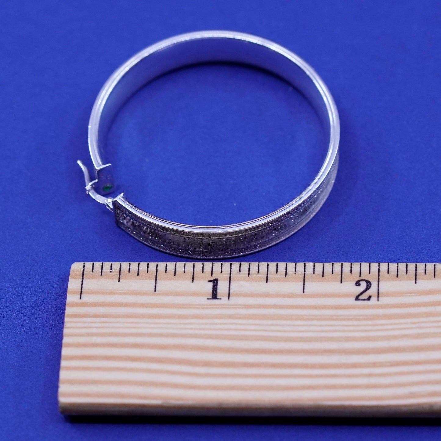 1.75”, vtg Italy Sterling 925 silver handmade hoop glittering earrings, huggie