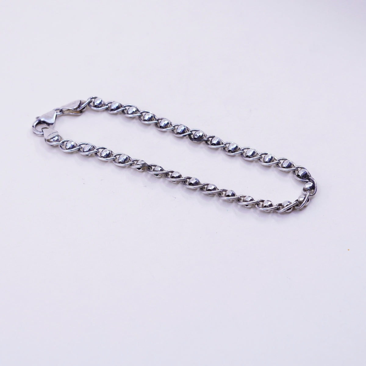 8.25”, 5mm, Vintage CREA sterling silver bracelet, 925 beads chain