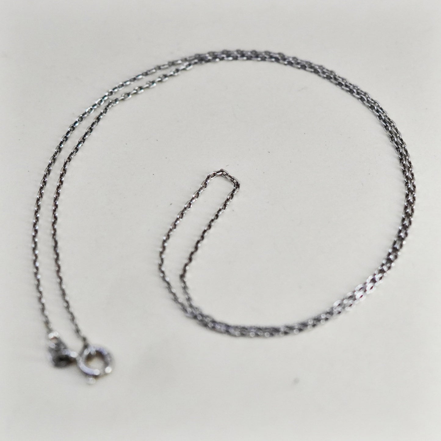 16” 1mm, Vintage Italian sterling 925 silver flatten circle chain, necklace