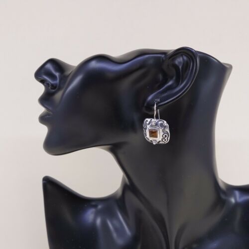 Silpada Sterling Silver W0911 Vintage Amber Scroll Dangle Earrings LDD4