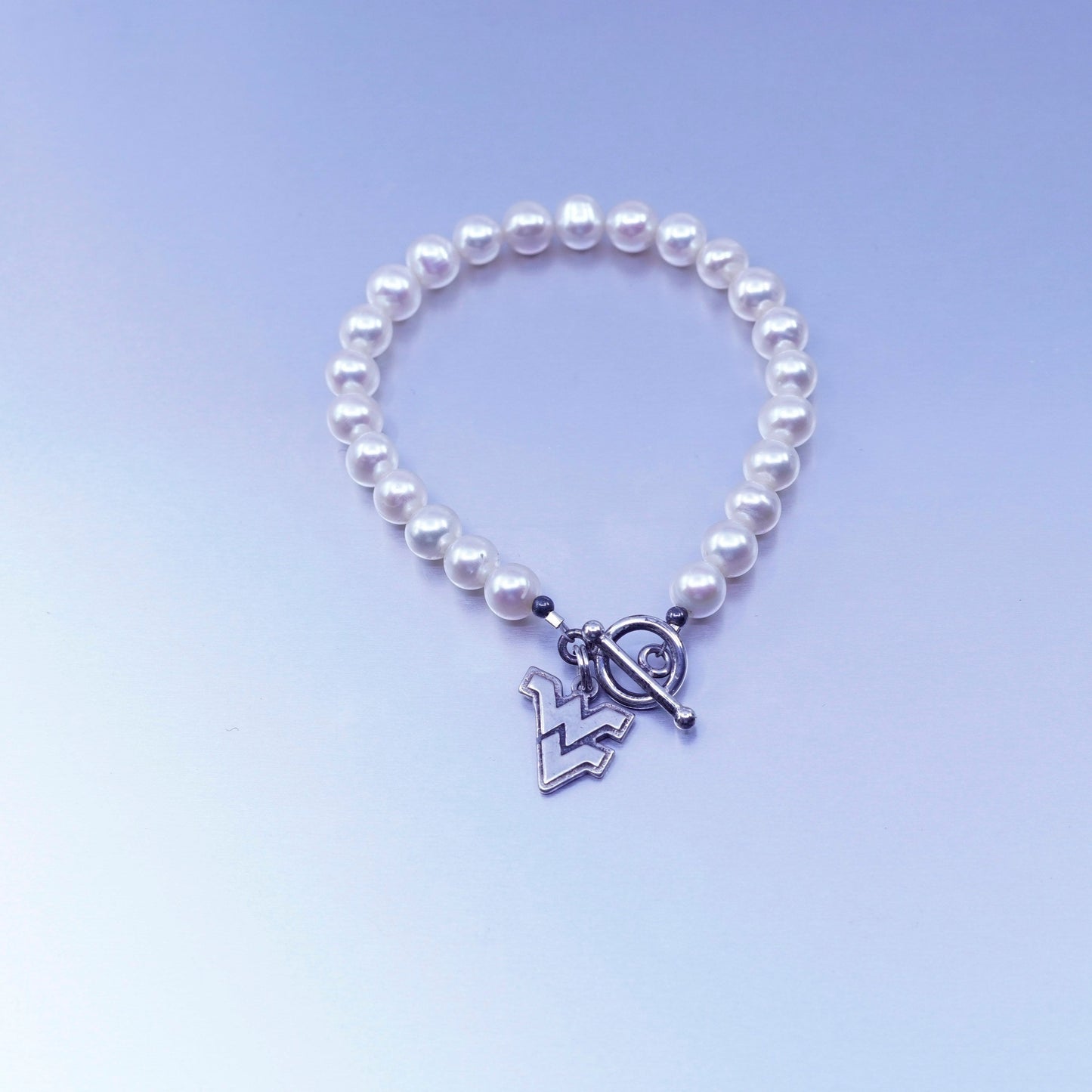 7”, vintage DU Sterling 925 silver bracelet with 7mm freshwater pearl