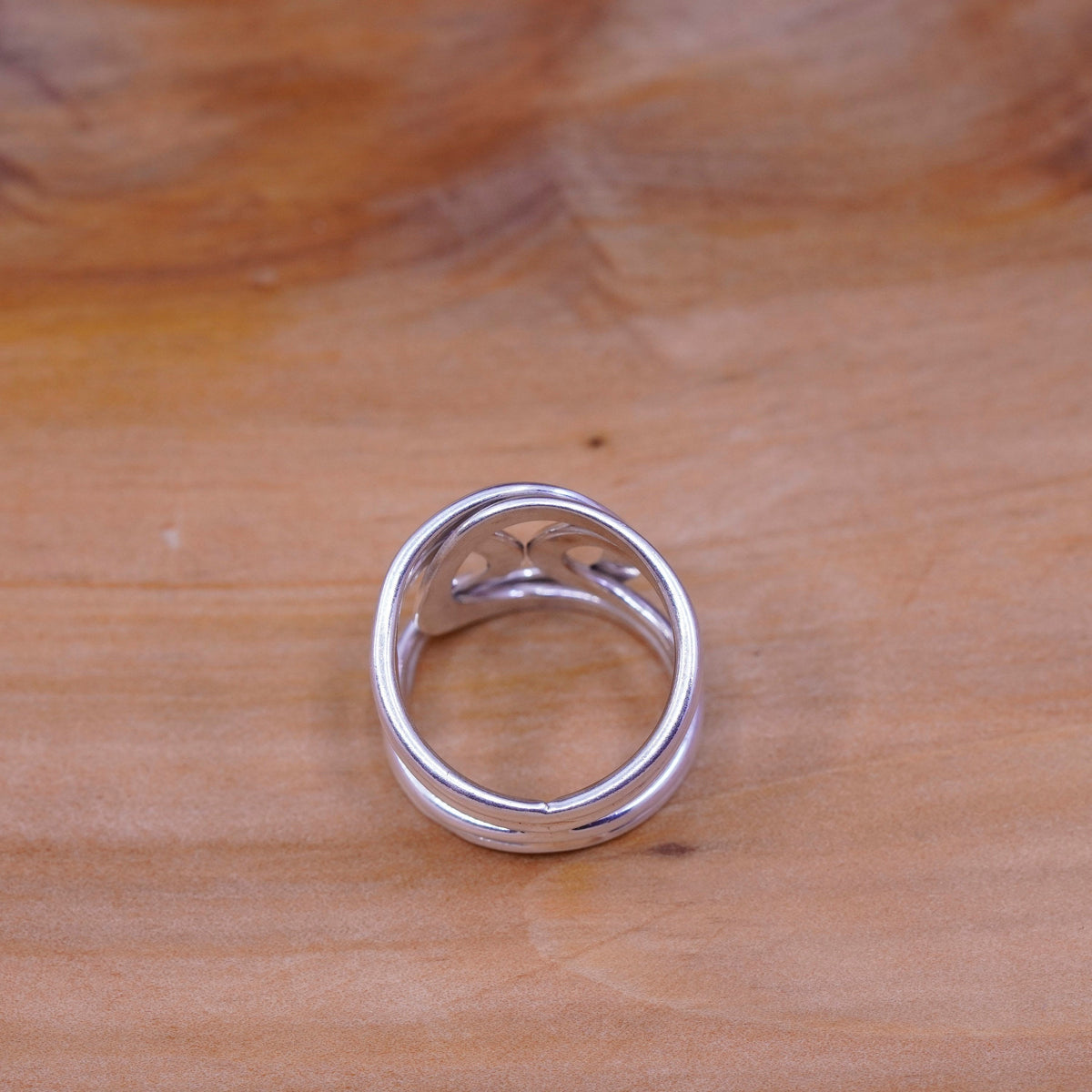 size 6, vintage Sterling silver handmade ring, 925 entwined band, silver tested
