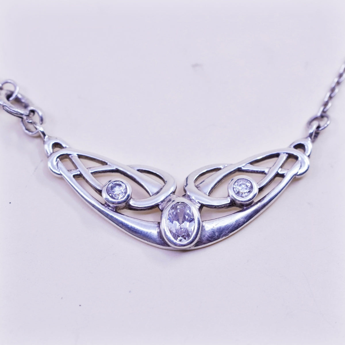 9.25”, sterling silver anklet, 925 circle link chain bracelet Irish Celtic knot