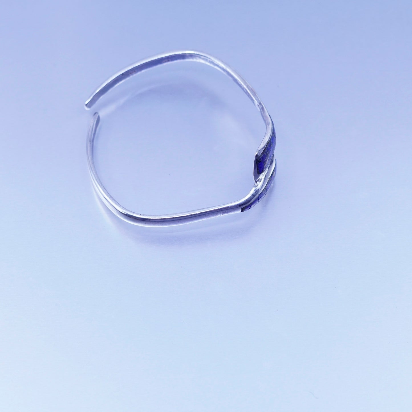 6”, Navajo Native American Sterling 925 silver bracelet, lapis lazuli cuff