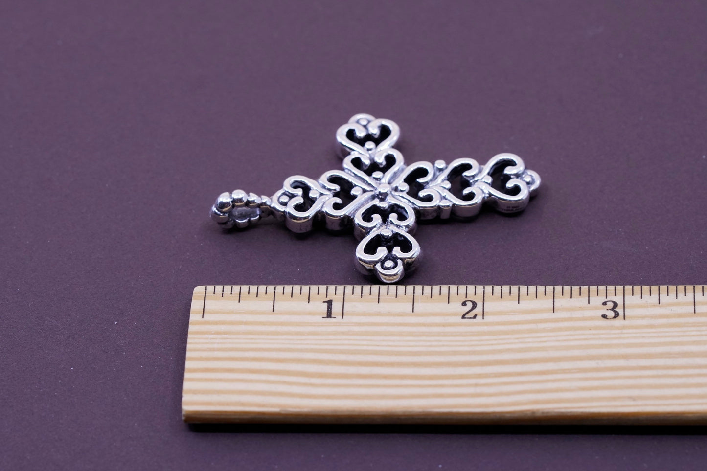 Vintage Sterling silver handmade pendant, Thailand 925 filigree cross