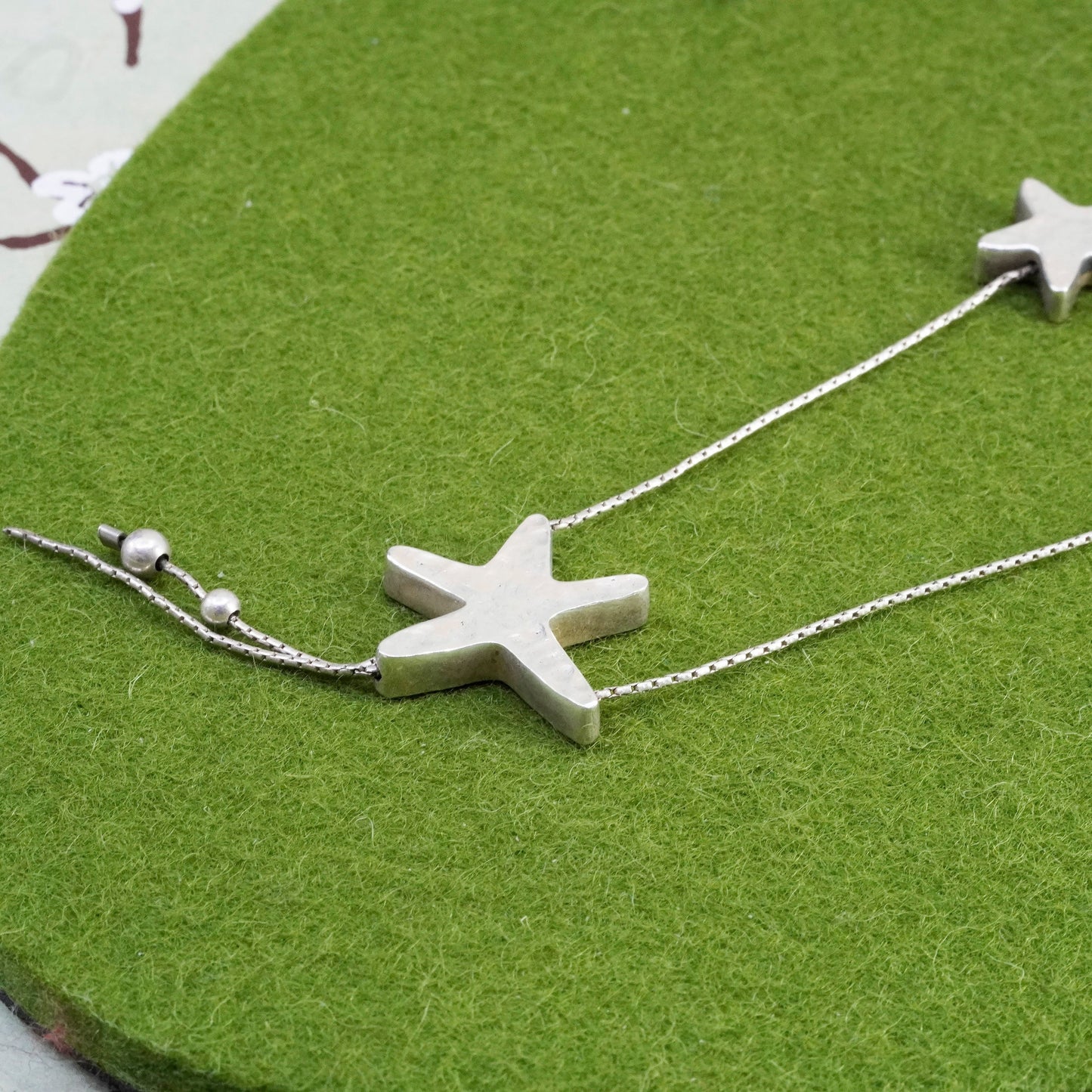 17”, Israel AVI Soffer sterling silver 925 necklace, snake chain star pendants
