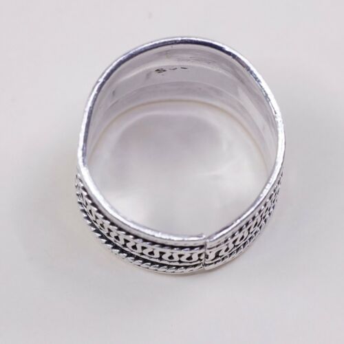 Size 6.5, Vtg Sterling Silver Handmade Ring 925 Band w Cable Around, Open End