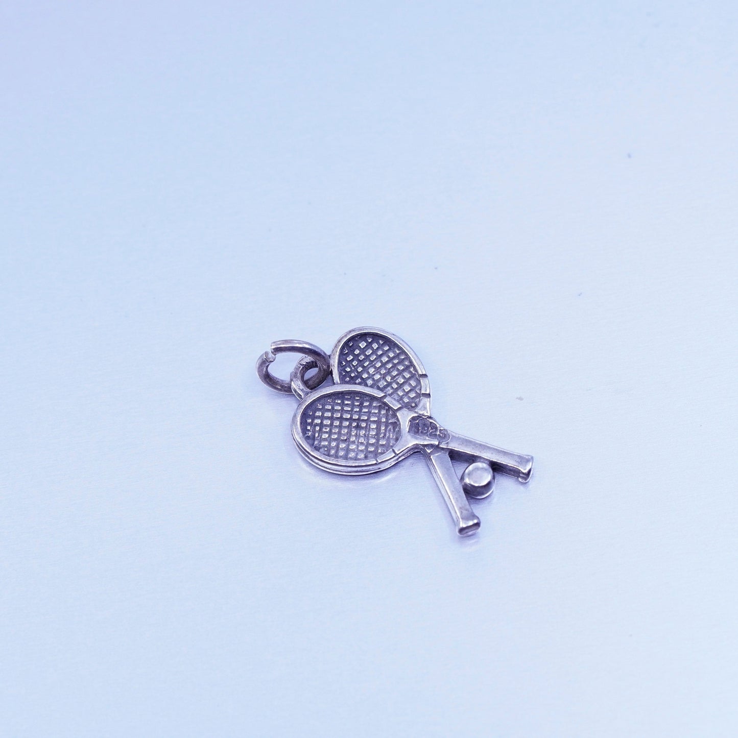 Antique Sterling silver handmade 925 tennis racket charm pendant
