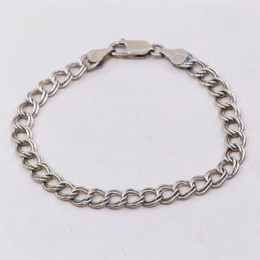 7”, Vintage vermeil gold over sterling silver double curb chain, 925 bracelet