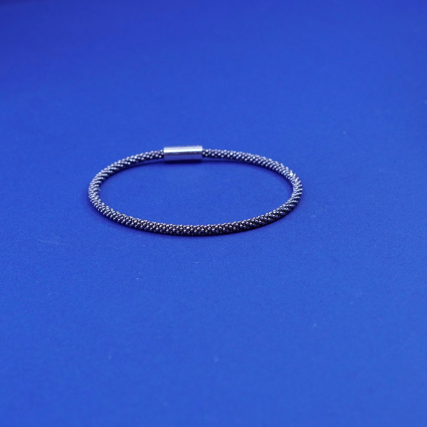 7.25”, bentelli sterling silver handmade bracelet, 925 twisted bead bangle