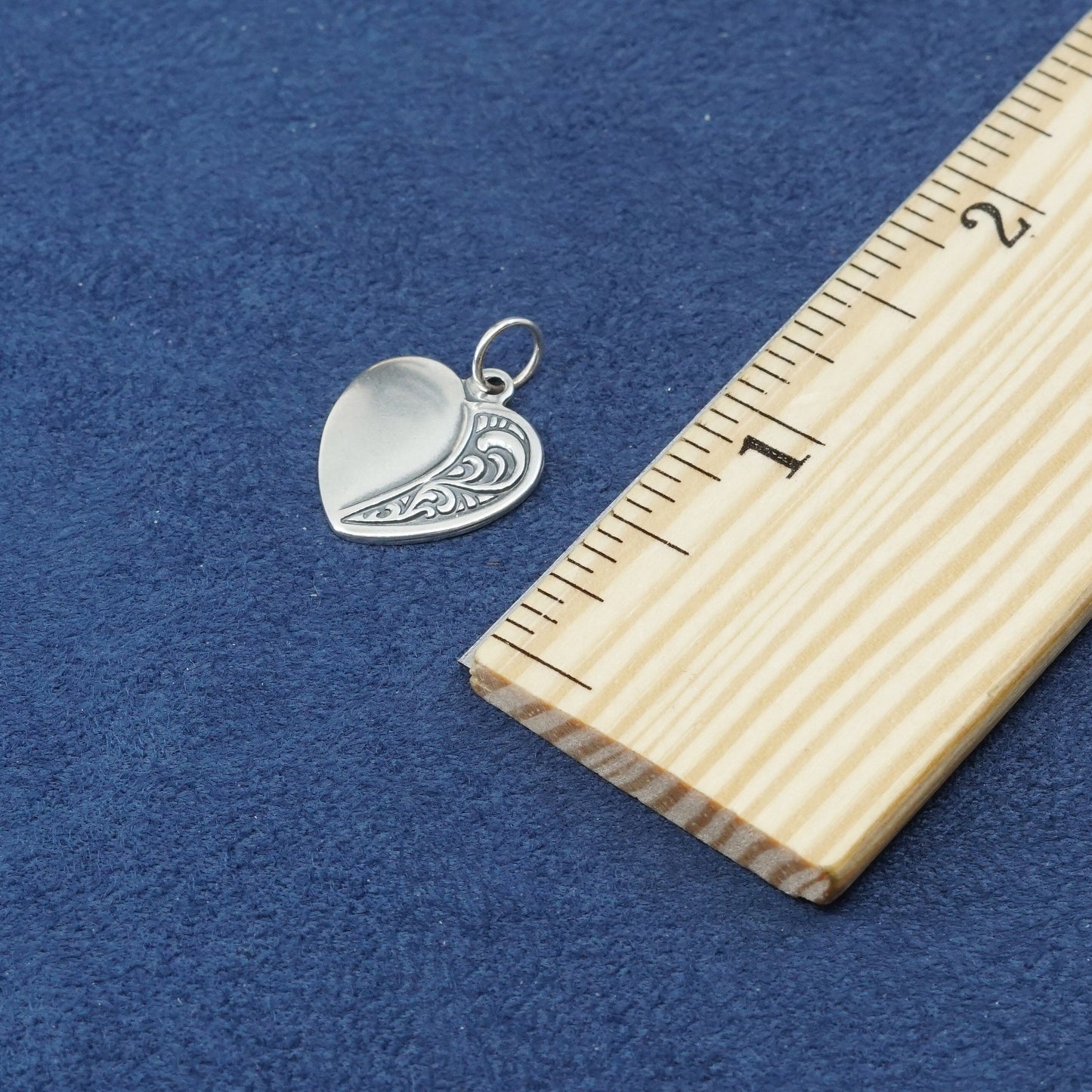 vtg sterling silver handmade pendant, 925 textured heart tag charm