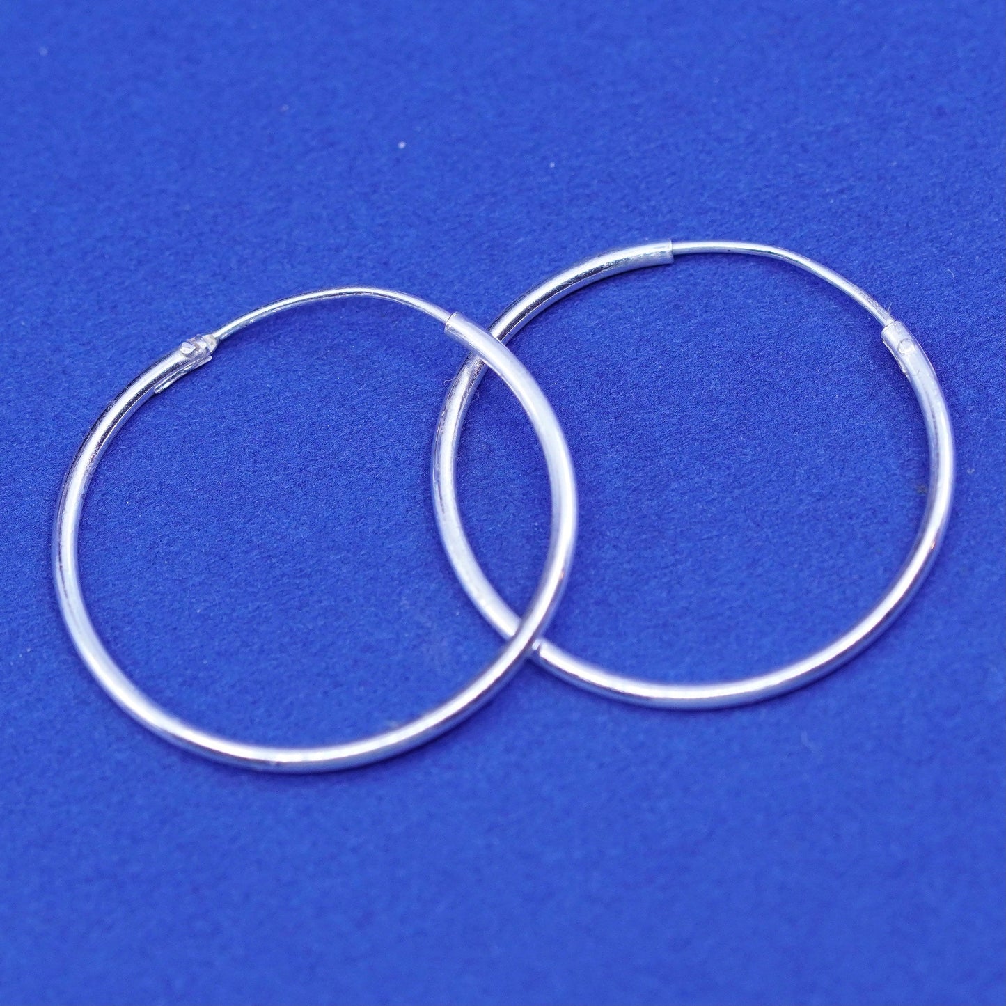 0.75”, vintage Sterling silver handmade hoop earrings, Modern 925 huggie