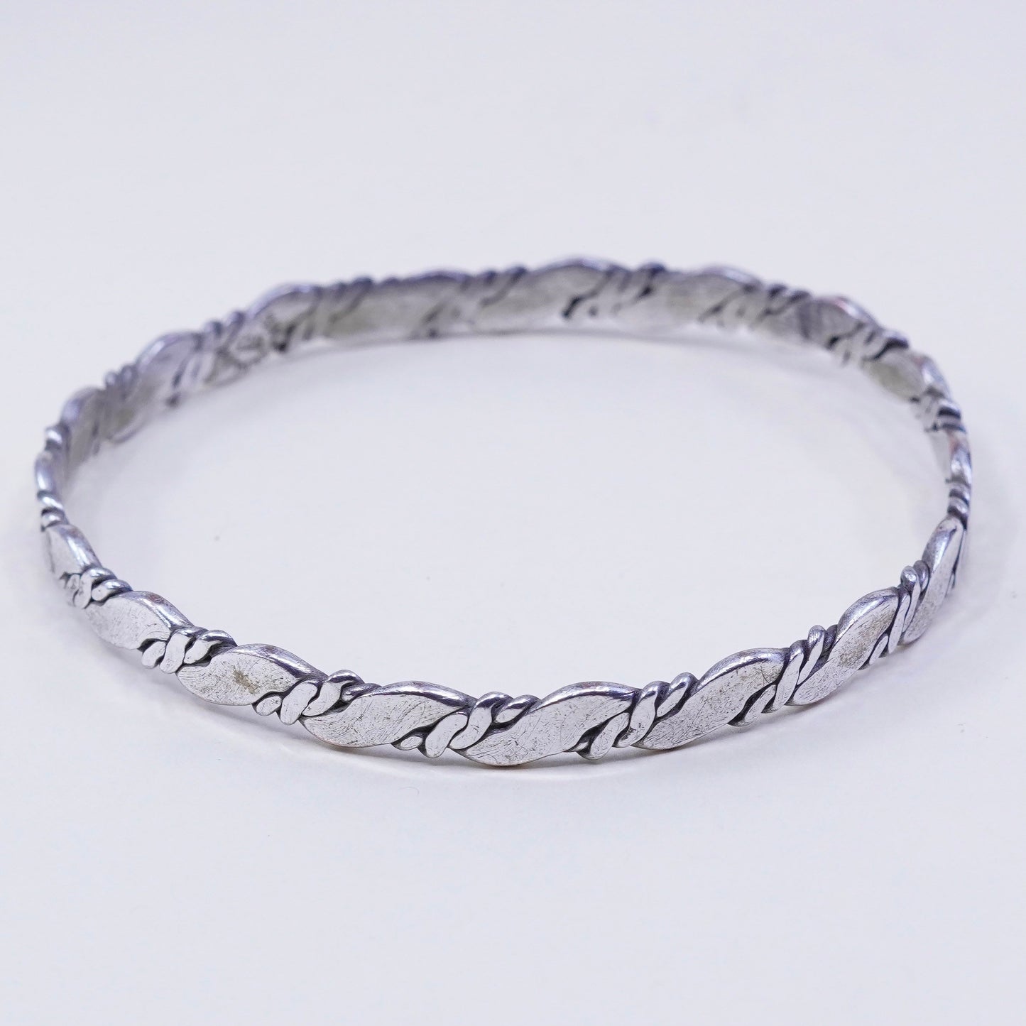 8.25”, Vintage sterling silver handmade bracelet, 925 cable bangle