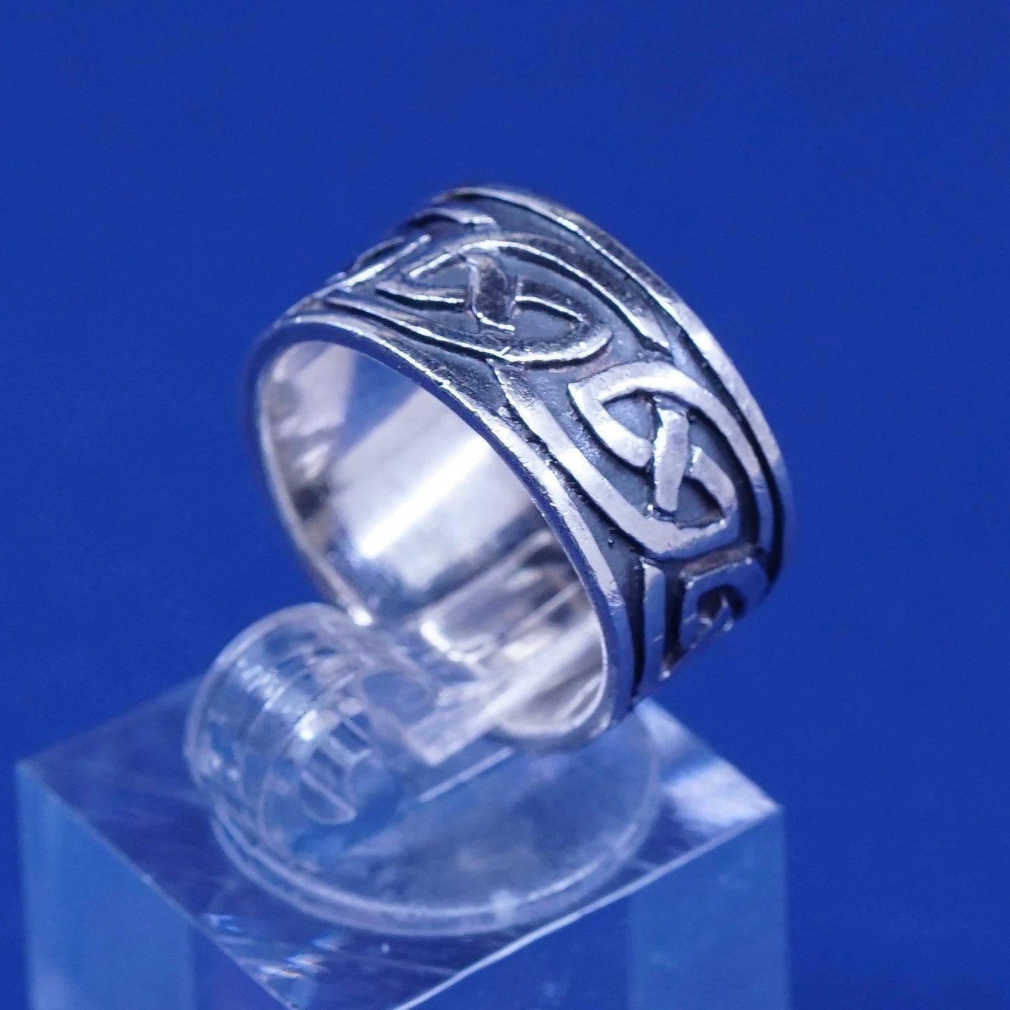Size 5, vintage Sterling silver handmade ring, hopi 925 woven textured band