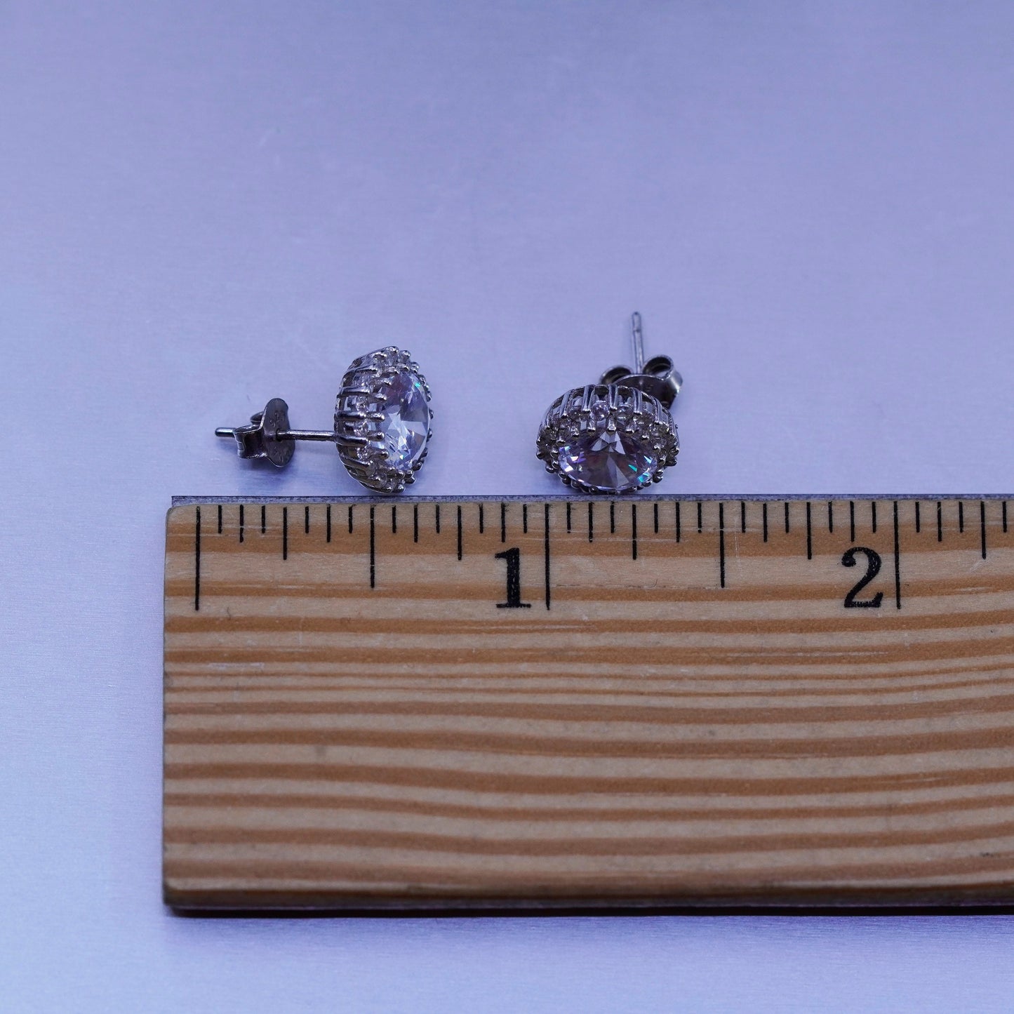 Vintage Sterling 925 silver earrings, studs with cz inlay