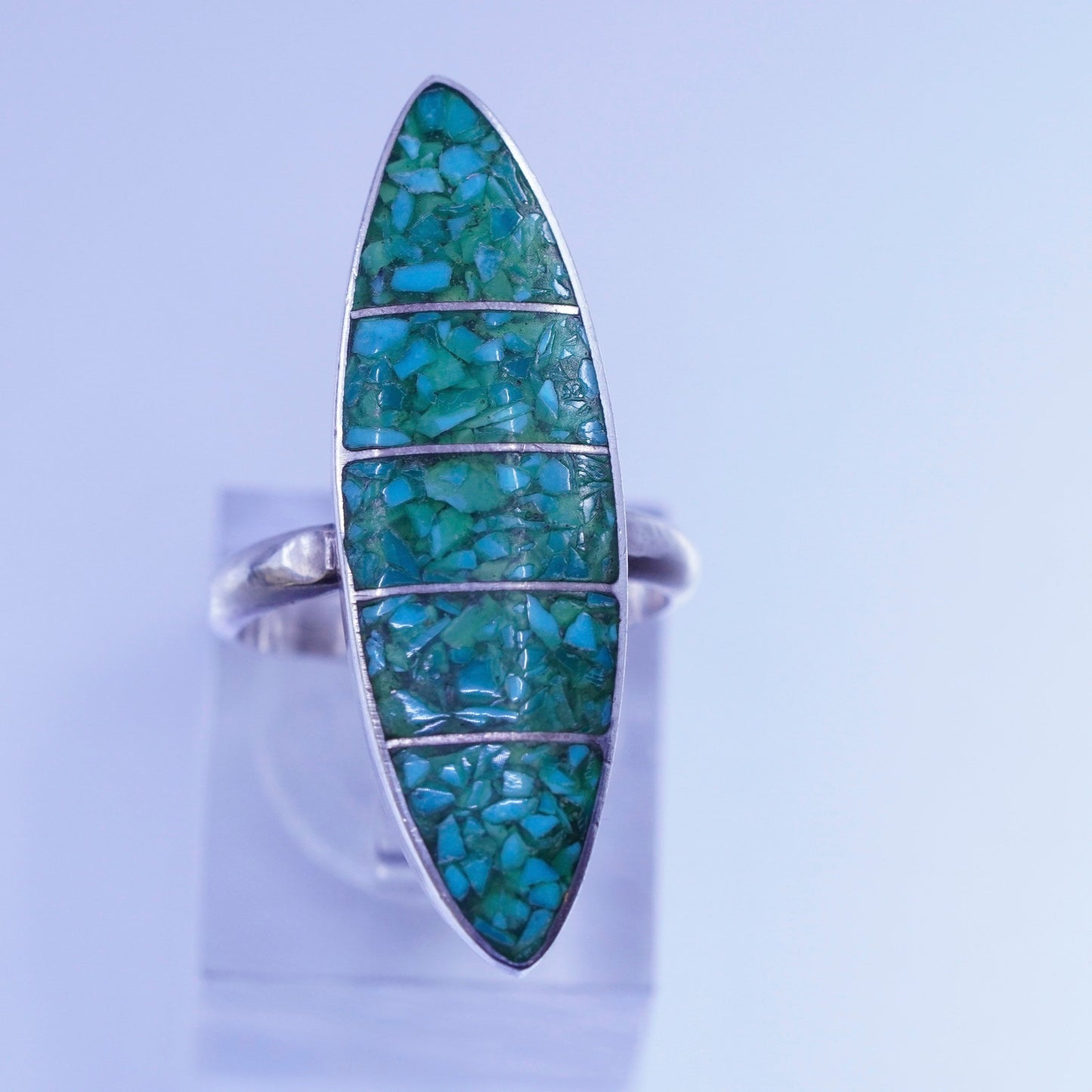 Size 6.5, Native American navajo Sterling 925 silver marquise ring turquoise