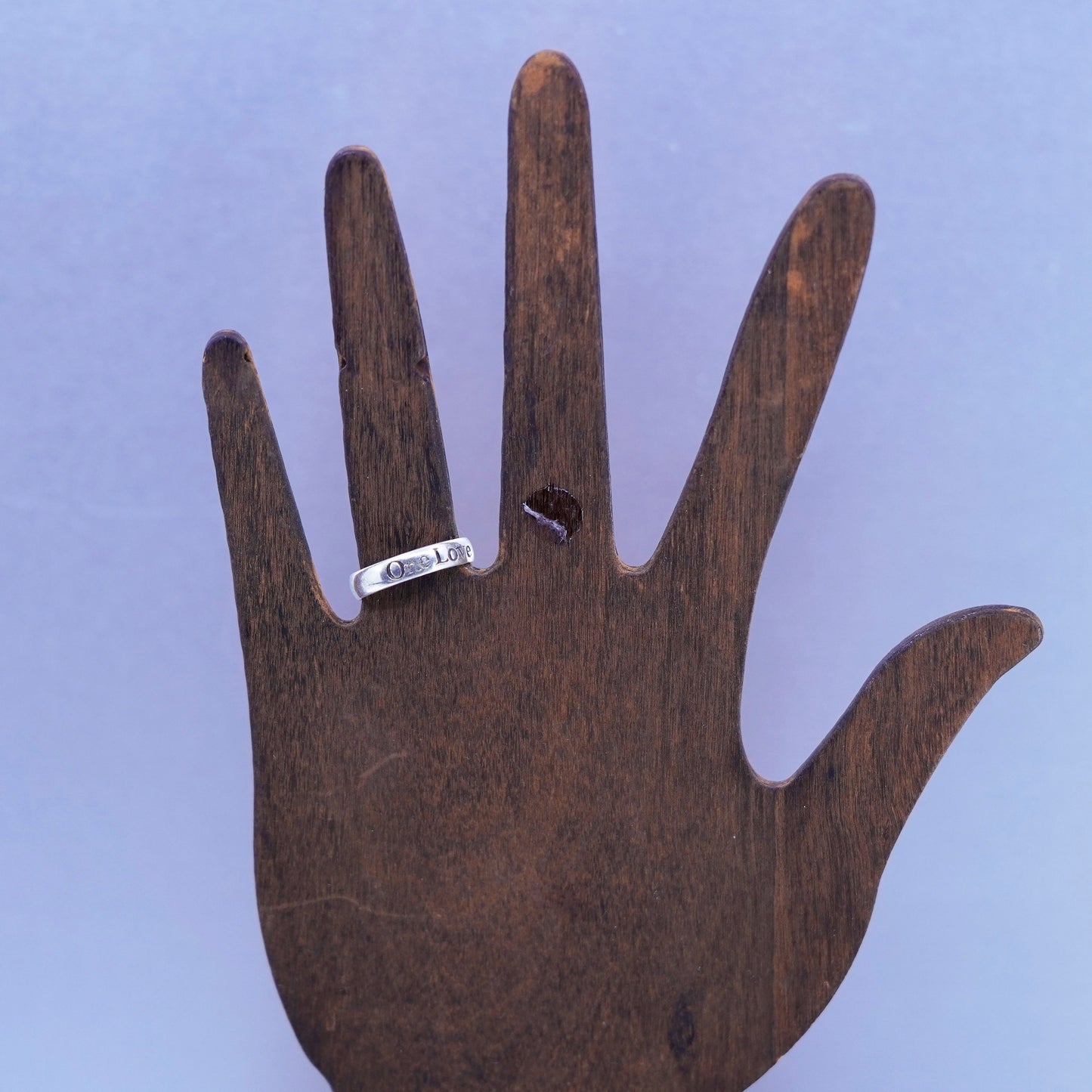 Size 7, southwestern Sterling 925 silver wedding ring, band “one love one life