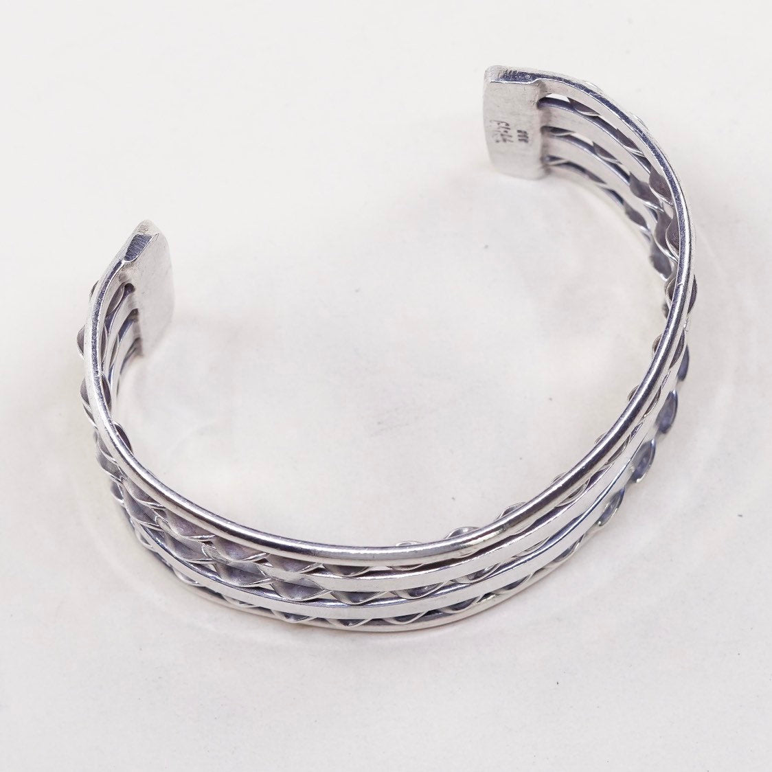 6.75", VTG Sterling silver handmade bangle Wide 925 twisted cable cuff bracelet