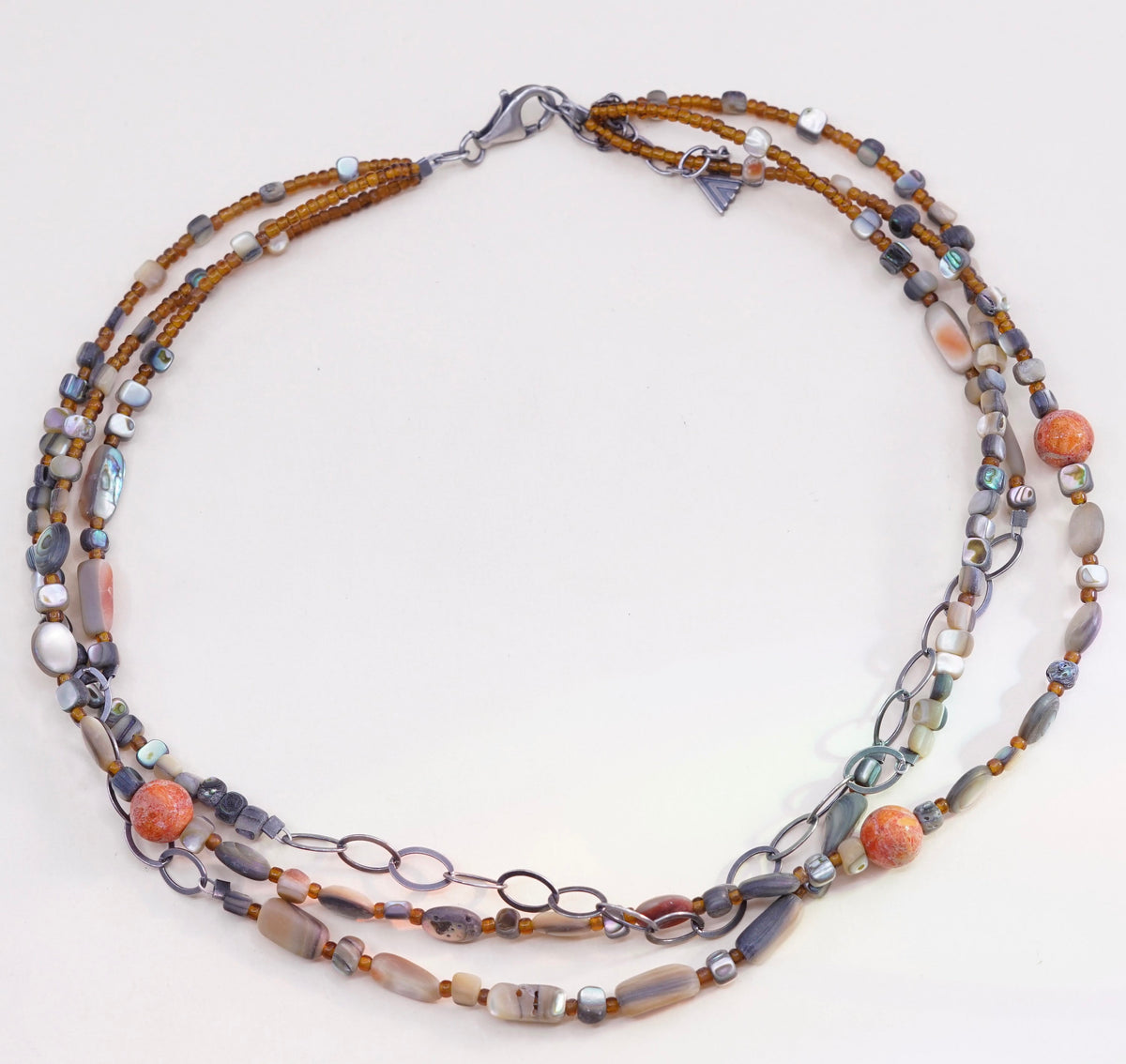 16”+2”, Silpada Sponge Coral Shell Bead Fiesta Sterling Silver Necklace N1563