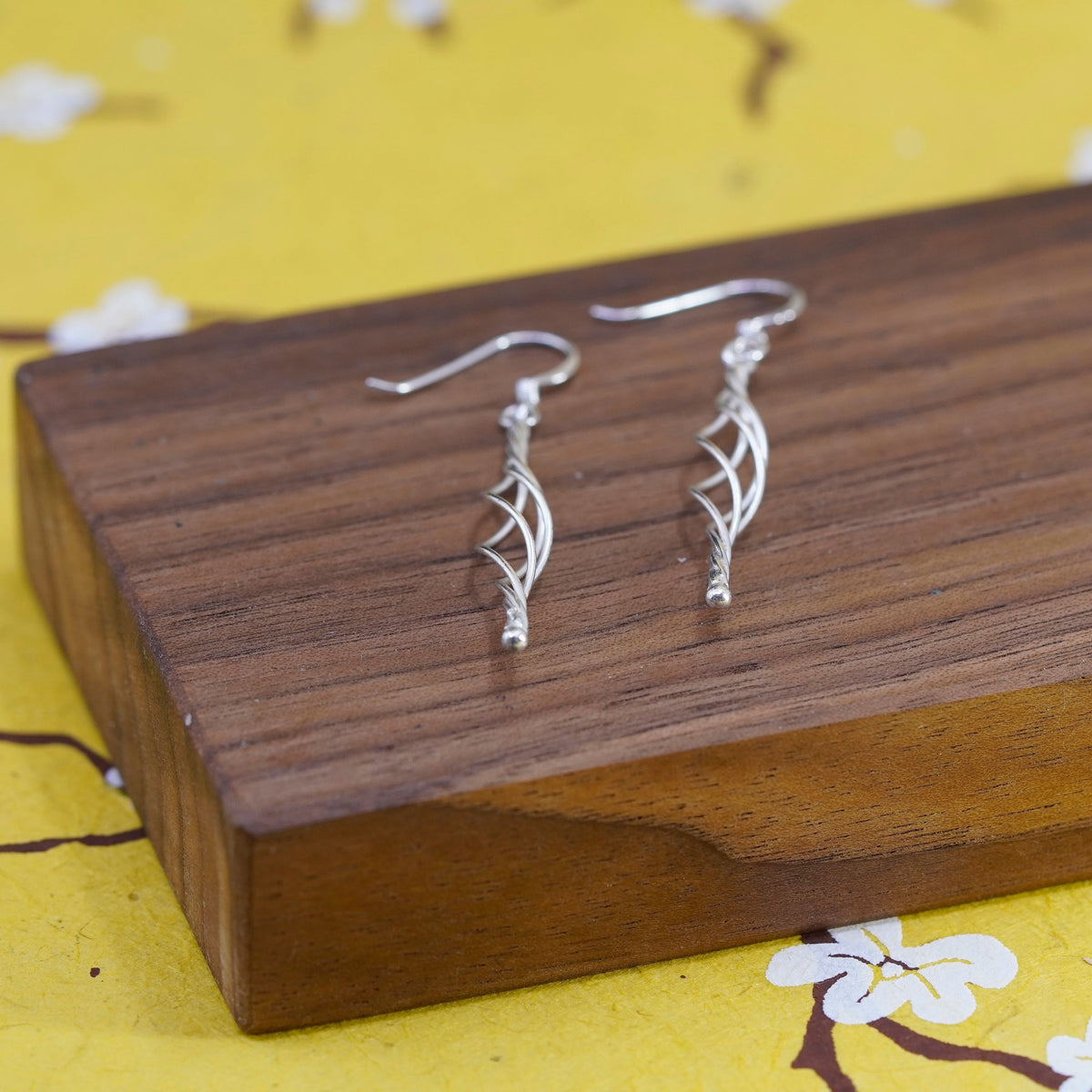Vintage Sterling silver handmade earrings, 925 twisted dangle