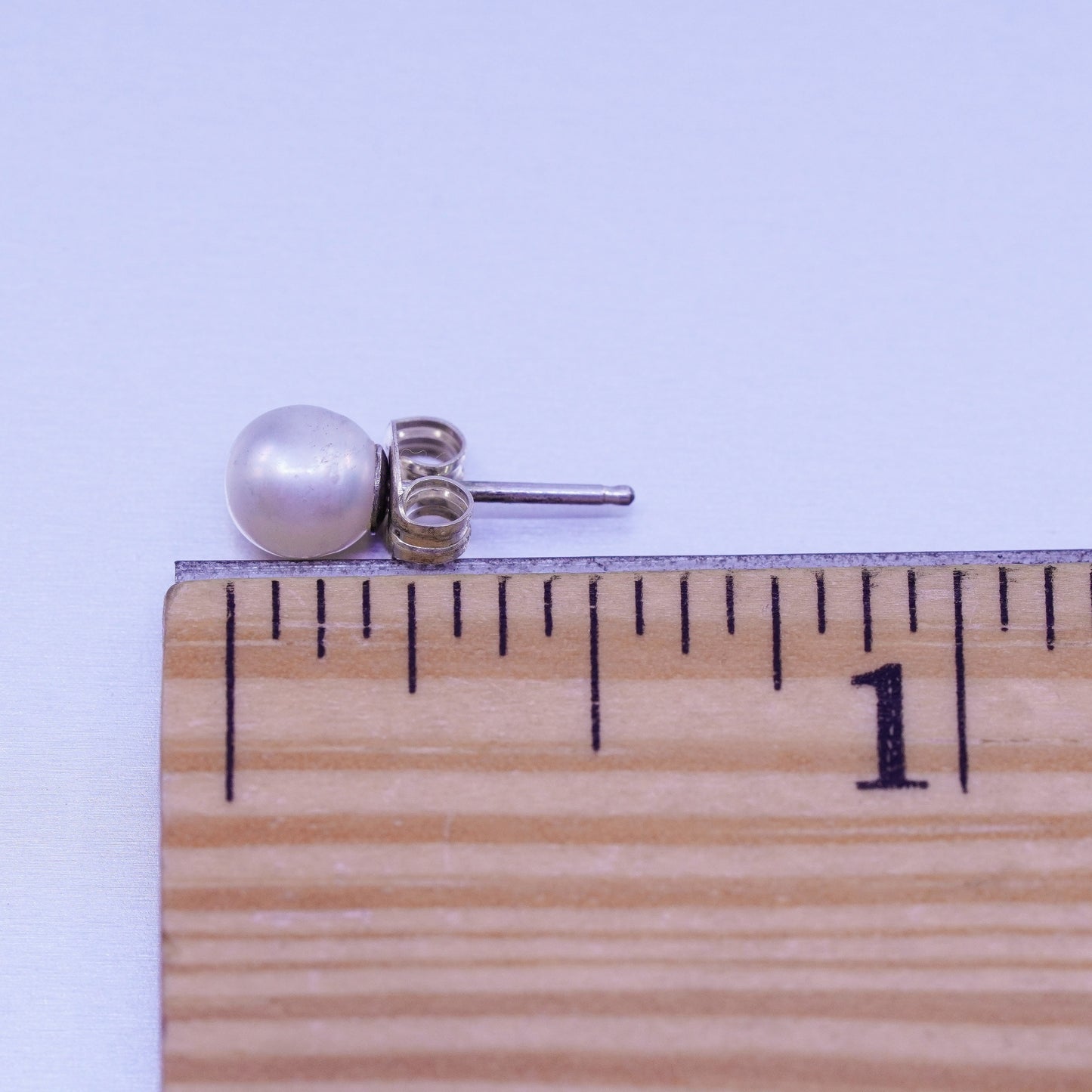 Vintage Sterling 925 silver handmade earrings, studs with pearl
