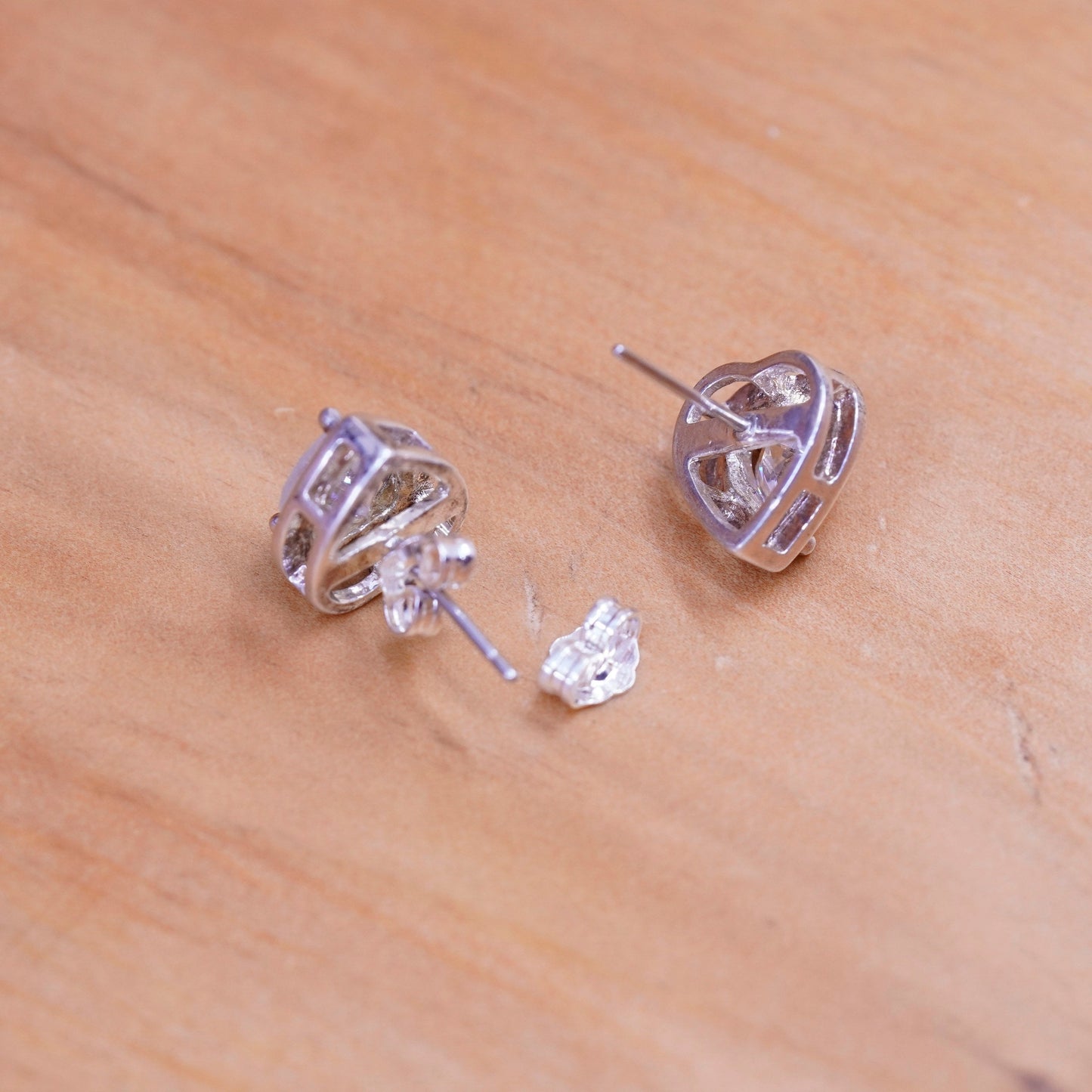 vintage Sterling 925 silver heart studs, earrings