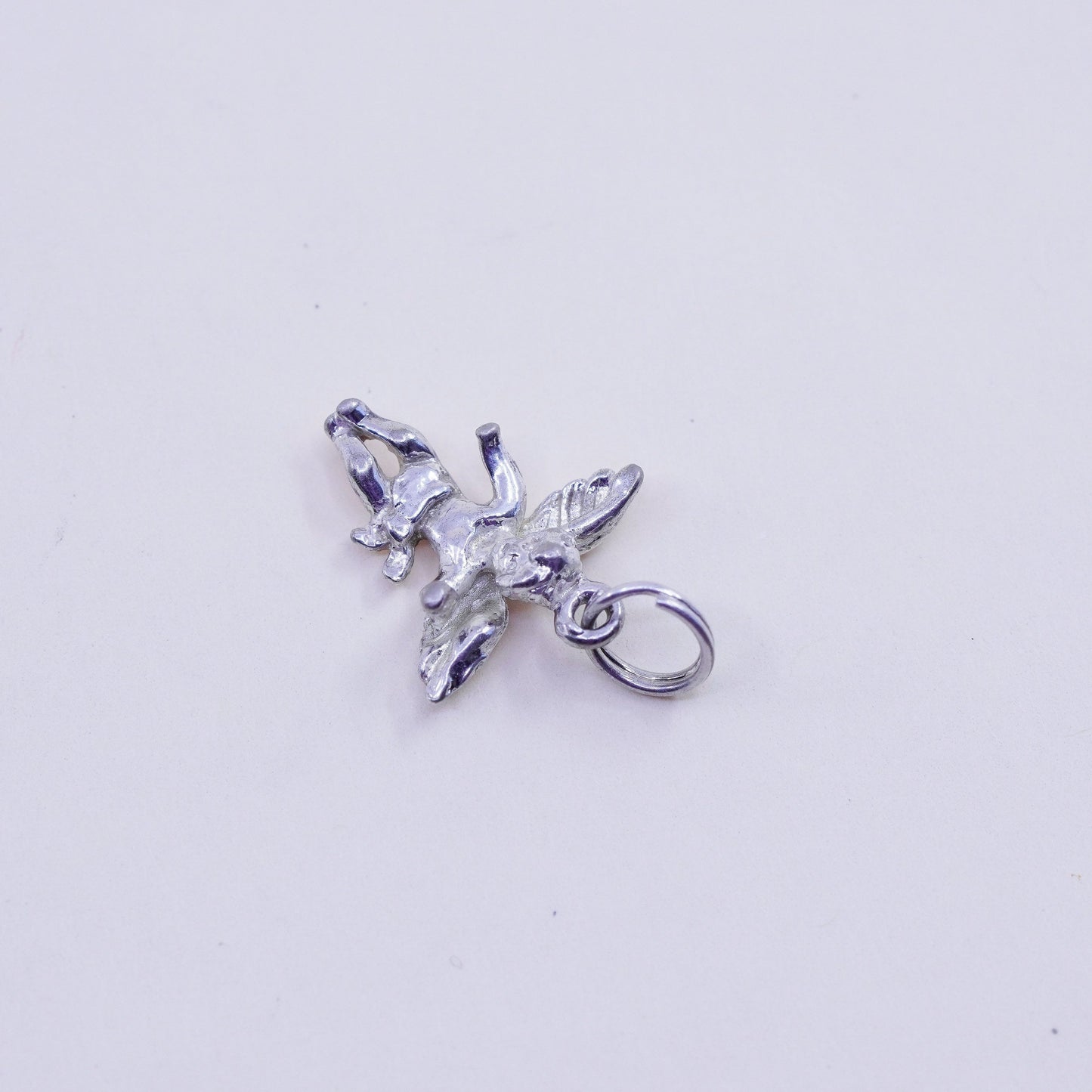 Vintage sterling silver handmade pendant, 925 angel charm
