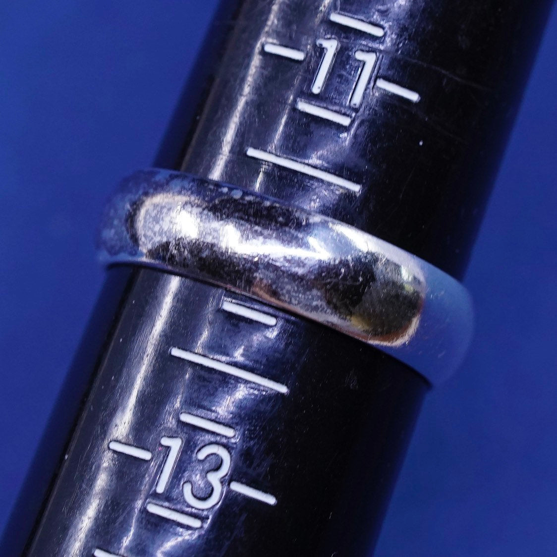 sz 12, vtg Sterling silver handmade ring, 925 wedding band, stamped 925