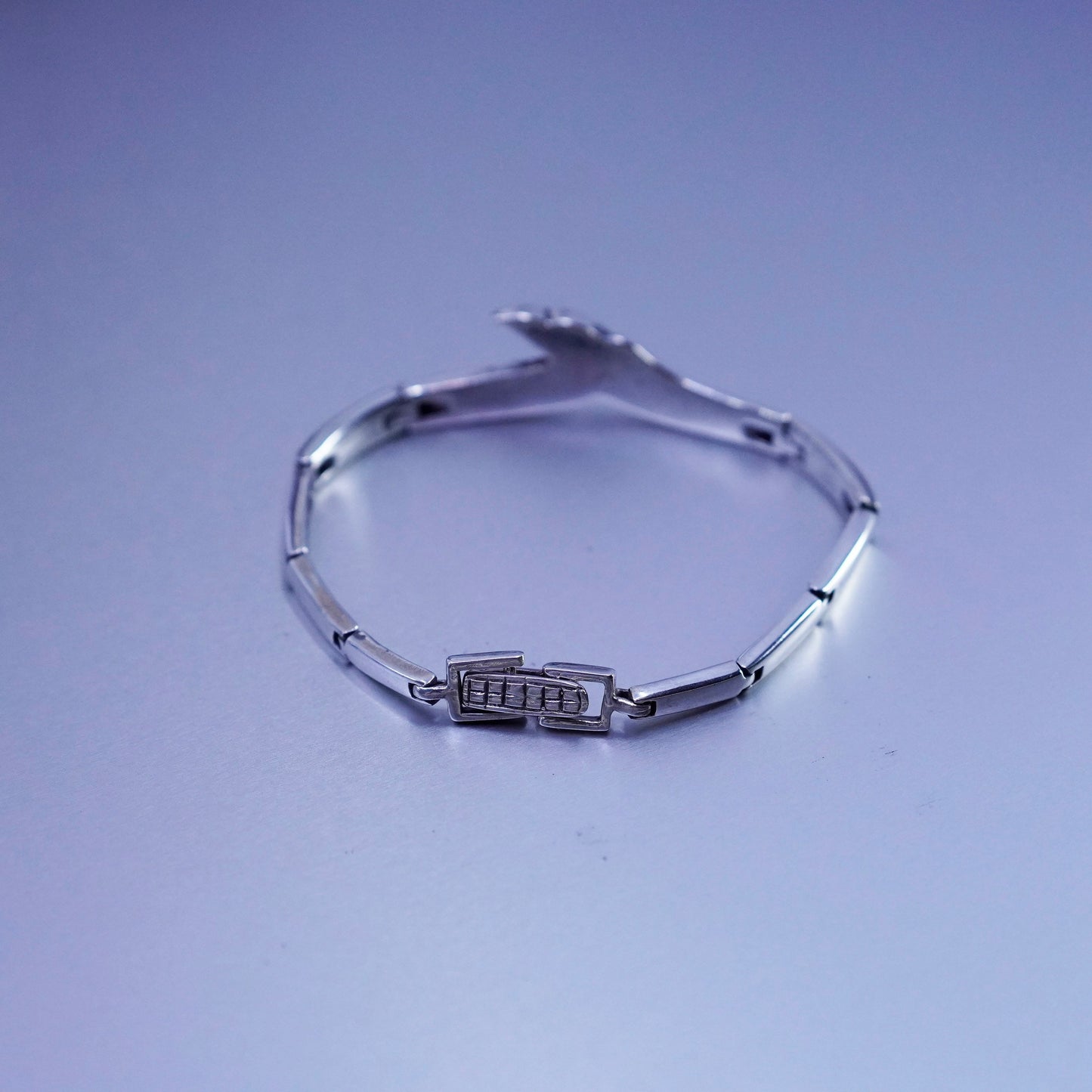 6.75”, Sterling 925 silver tennis bracelet chain with pink blue mother of pearl