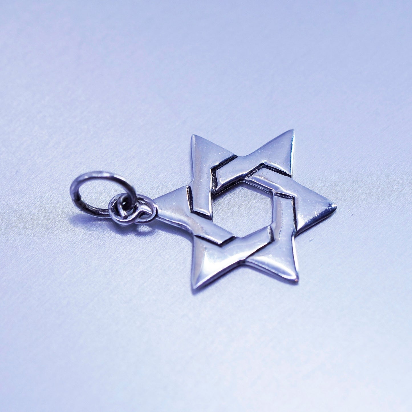 Antique Sterling silver handmade simple 925 hexagram star charm