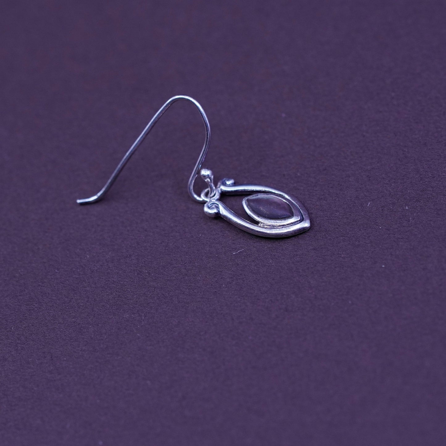 Vintage Sterling 925 silver handmade earrings with Marquise shaped abalone