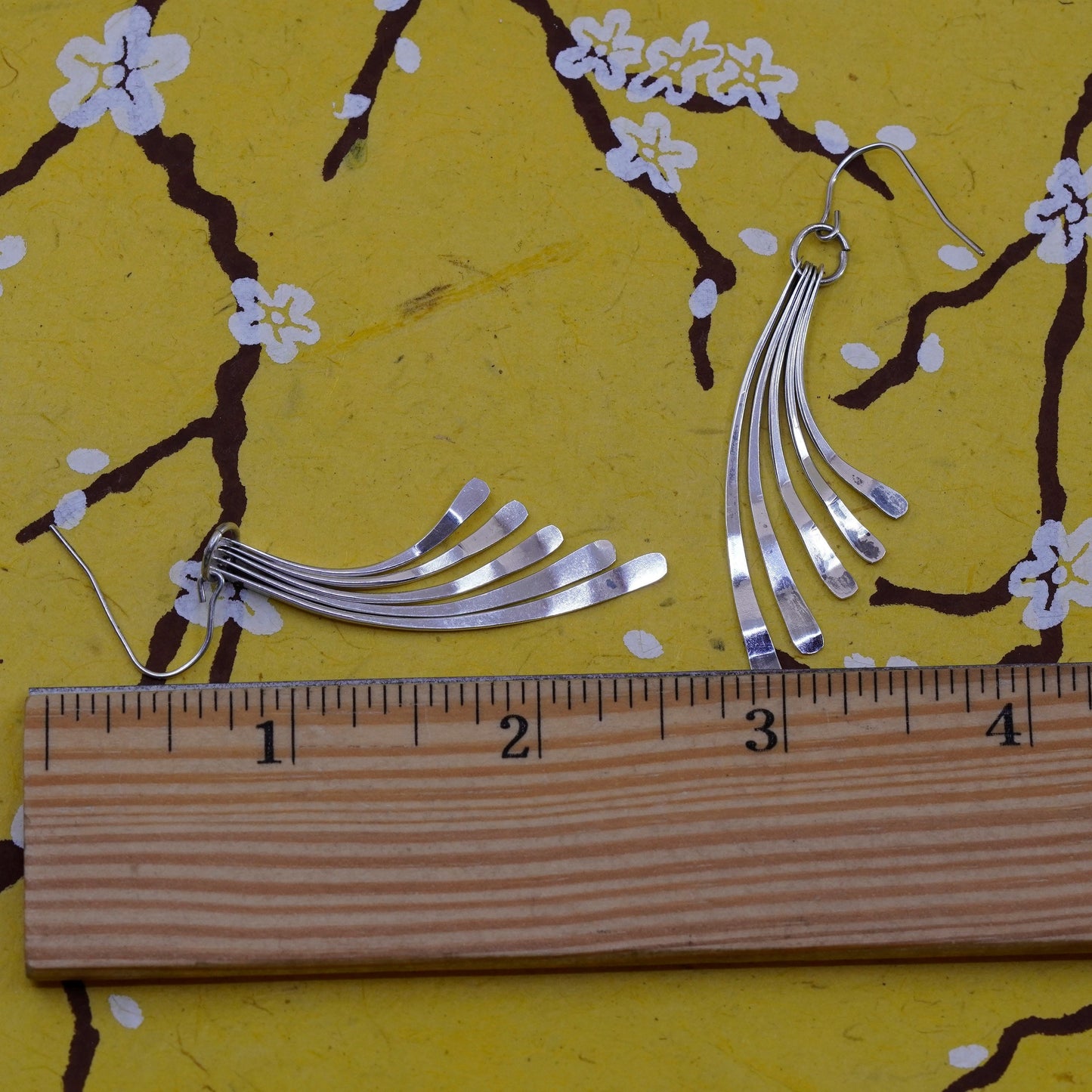 Vintage Sterling silver handmade earrings, 925 wings dangle