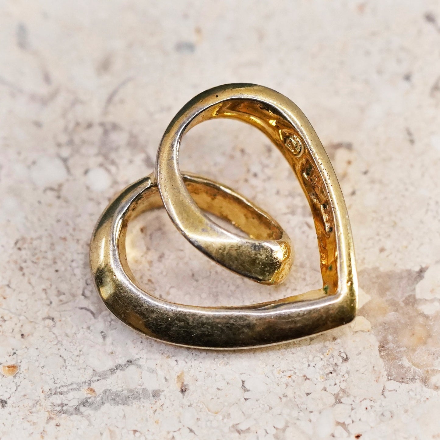 Vintage vermeil gold over Sterling silver handmade pedant, 925 heart
