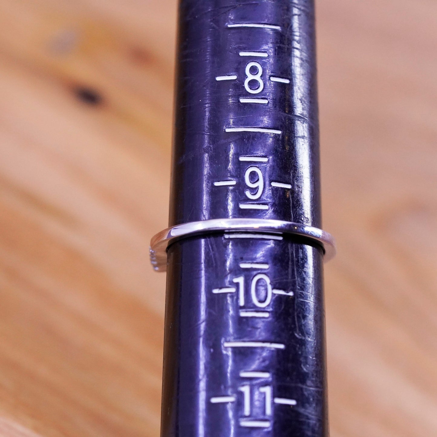 Size 9.5, vintage Sterling silver handmade ring, 925 stackable band with cz