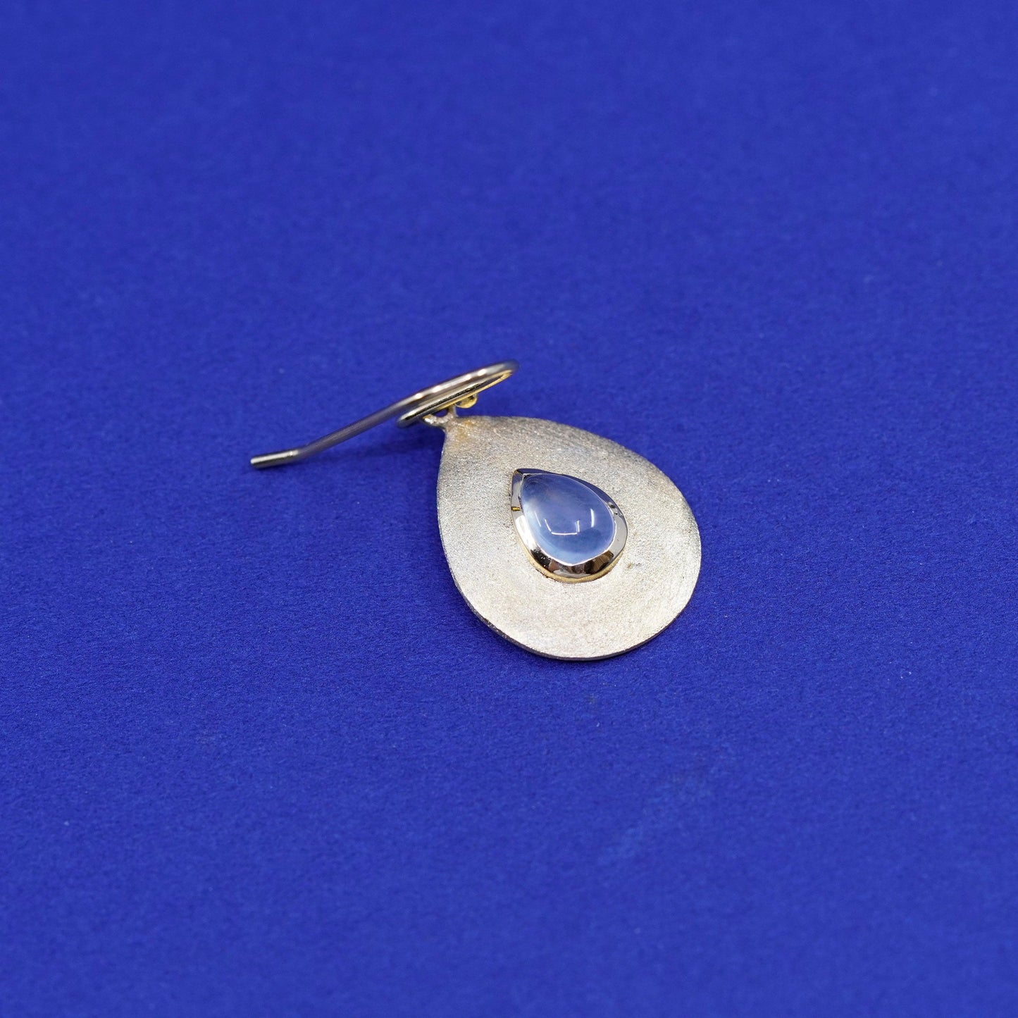 Vermeil gold over sterling silver earrings, matte 925 teardrop drops moonstone