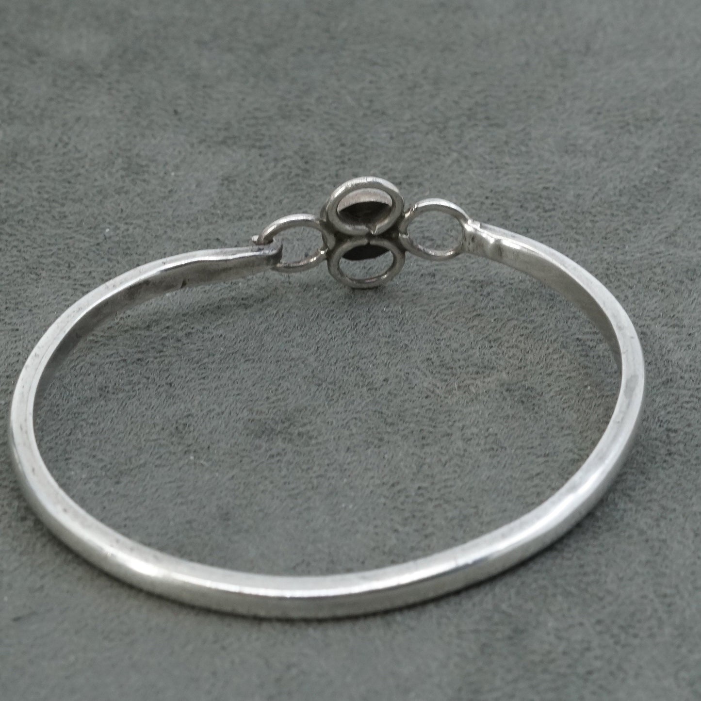 6.75” vtg Sterling silver handmade bracelet, mexico 925 cuff w/ malachite