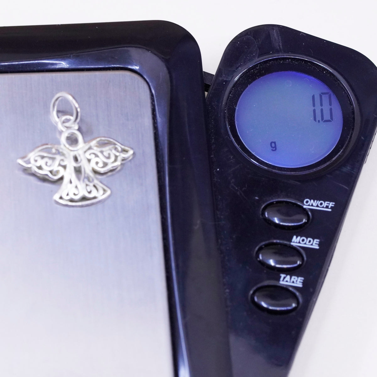 Vintage Sterling silver handmade pendant, filigree 925 angel charm
