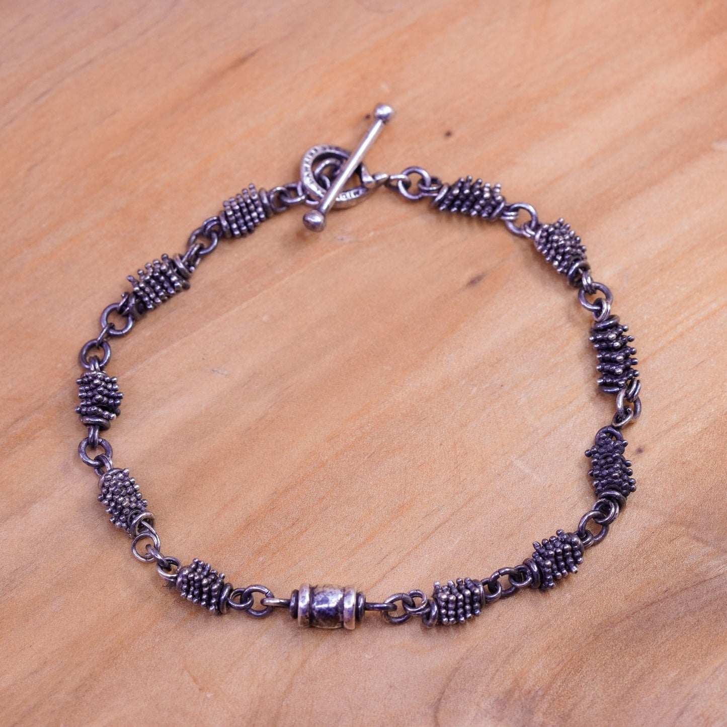 8”, Michael Dawkins jewelry Sterling 925 silver handmade bead bracelet chain