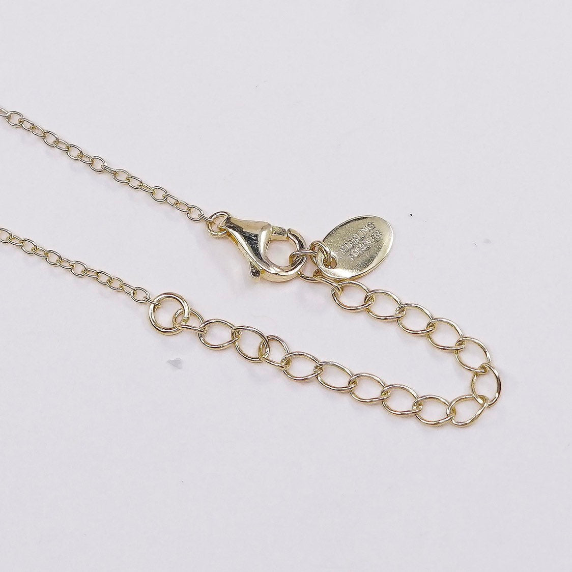 16+2", 1mm, vtg Vermeil gold sterling 925 silver chain w/ bar initial N pendant