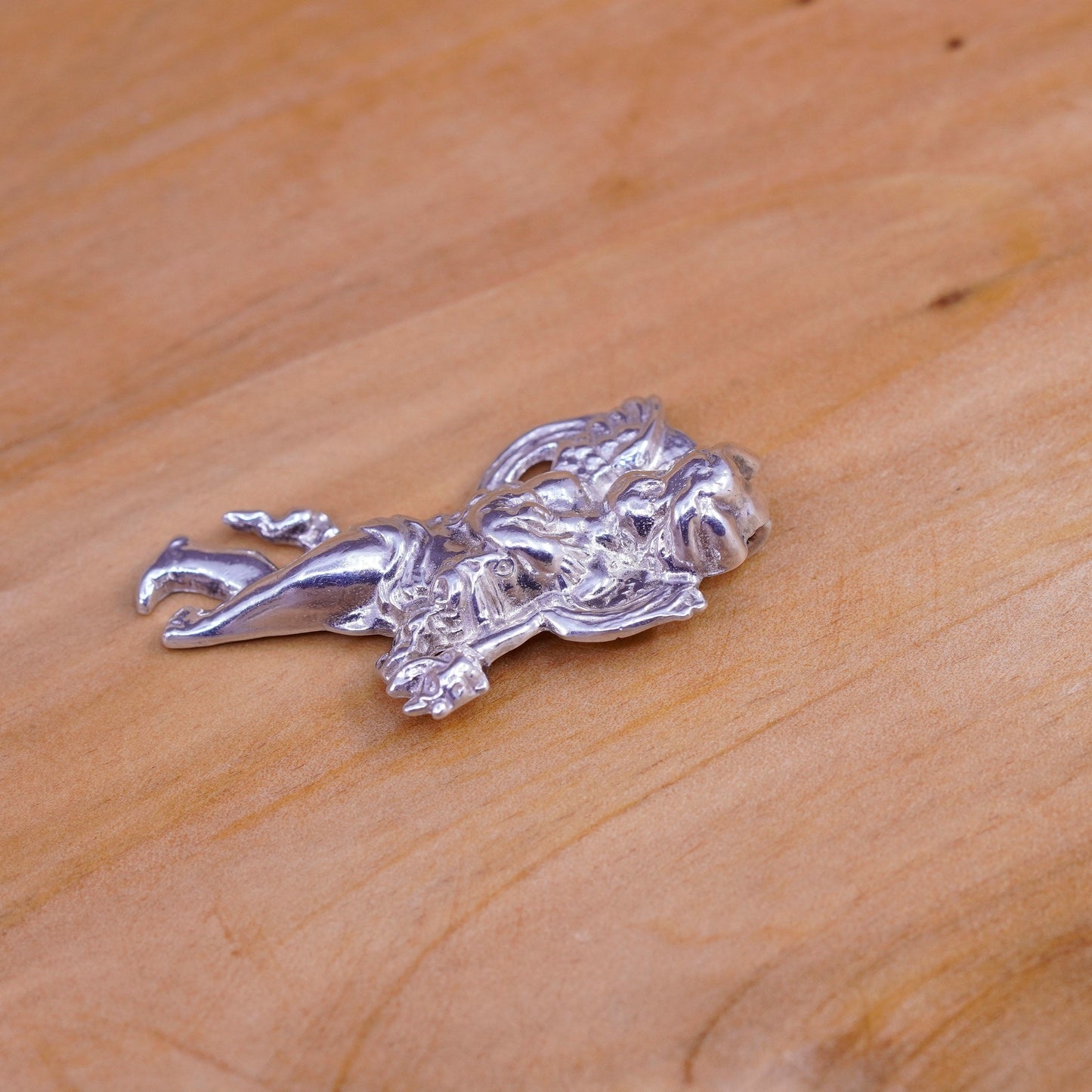 Vintage Sterling silver handmade pendant, Italy 925 angel charm