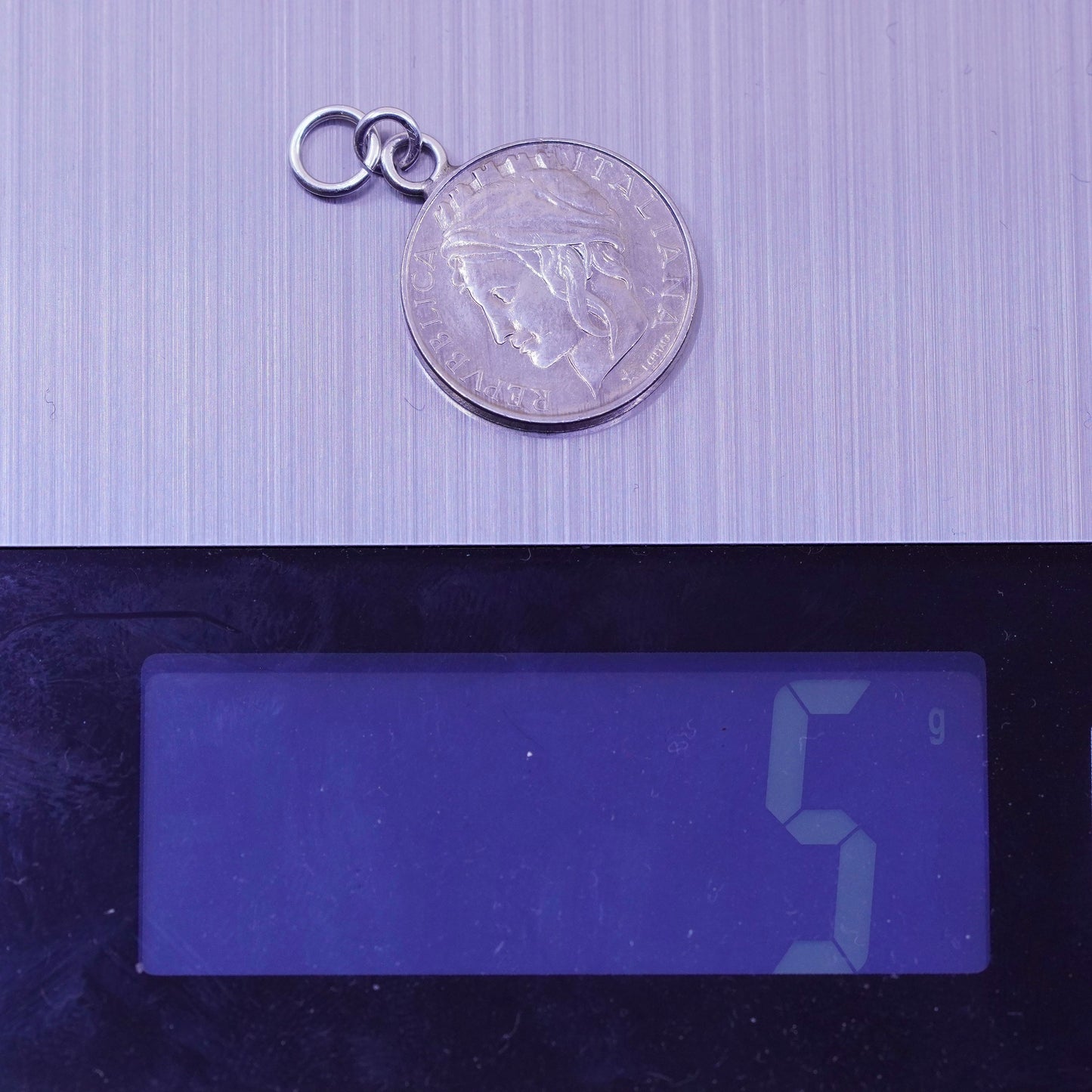Vintage italian repvbblica coin charm pendant