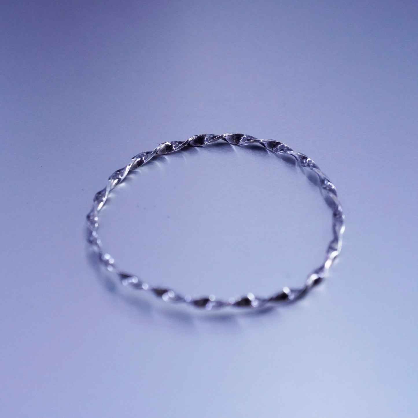 8”, Vintage Sterling 925 silver handmade bracelet, twisted cable bangle
