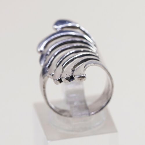 Size 6, Vtg Sterling Silver handmade Ring. 925 modern Band, abstract Wings